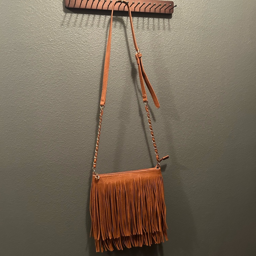Fringe Tan Crossbody Bag